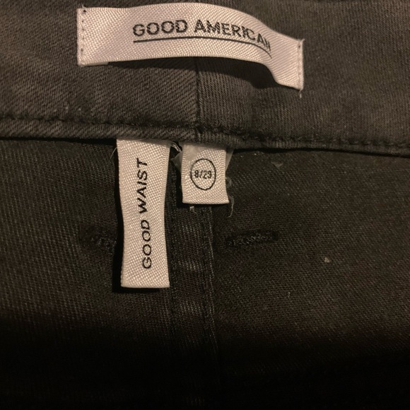 Good American Good Waist Jeans Gray Metallic Coated Snakeskin Skinny Size 8/29 - Picture 10 of 14